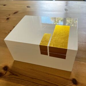 West Elm - White Jewelry Box with Gold Accents